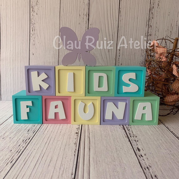 Decoração Bebê - Cubos 6x6cm Ts + Borboleta