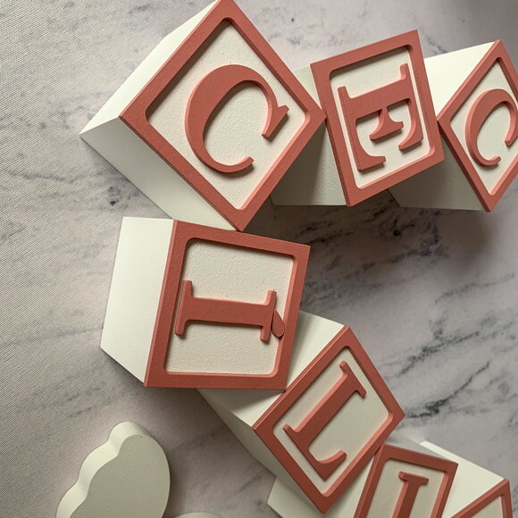 Decoração Bebê - Cubos 6x6cm Ts + Borboleta
