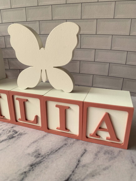 Decoração Bebê - Cubos 6x6cm Ts + Borboleta