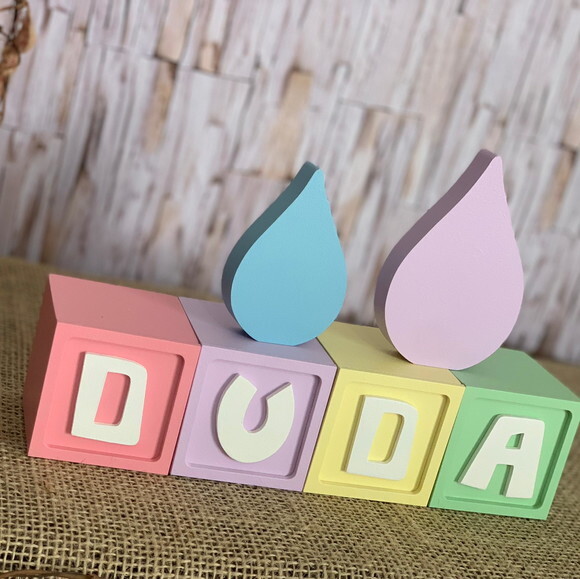 Decoração Bebê - Cubos 6x6cm Ts + Pingos de Chuva