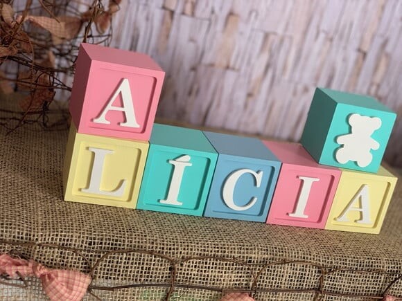 Decoração Bebê - Cubos 6x6cm Urso