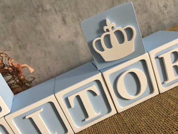 Decoração Bebê - Cubos 6x6cm Ts Coroa de Príncipe