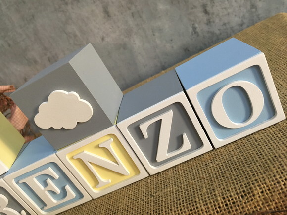 Decoração Bebê - Cubos 6x6cm Ts Nuvem