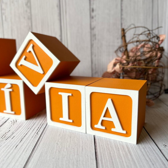 Decoração Bebê - Cubos 8x8cm Linha Nome com Moldura