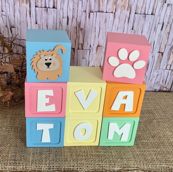 Decoração Bebê - Cubos 8x8cm Ts Safari - Chá Revelação