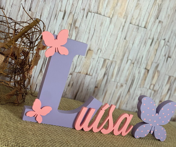 Decoração Bebê - Jardim Encantado - Nome + Borboleta de Mesa