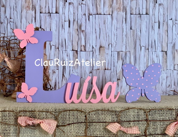 Decoração Bebê - Jardim Encantado - Nome + Borboleta de Mesa