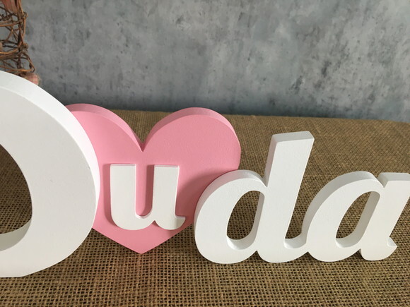 Decoração Bebê - Letras em mdf - Linha Coração