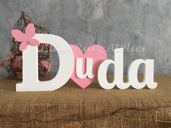 Decoração Bebê - Letras em mdf - Linha Coração