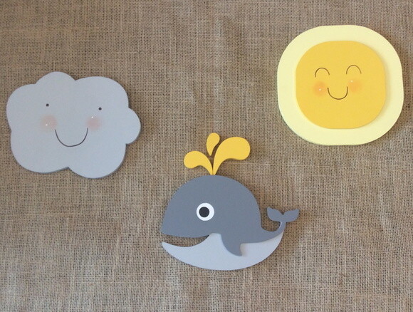 Decoração Bebê Nuvem Sol Baleia Parede