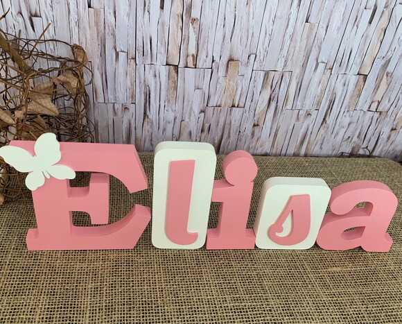 Decoração de Quarto Infantil - Blocos Nome em mdf ~borboleta