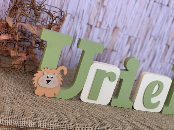Decoração de Quarto Infantil - Blocos Nome em mdf com Leão
