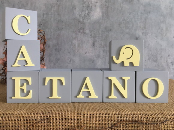 Decoração de Quarto de Bebê - Cubos 6x6cm Elefante