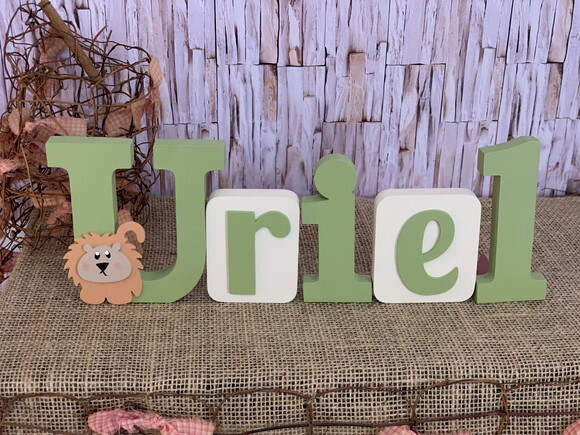 Decoração de Quarto Infantil - Blocos Nome em mdf com Leão