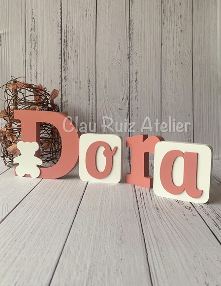 Decoração de Quarto Infantil - Blocos Nome em mdf Urso