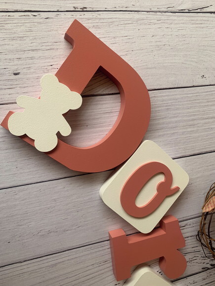 Decoração de Quarto Infantil - Blocos Nome em mdf Urso