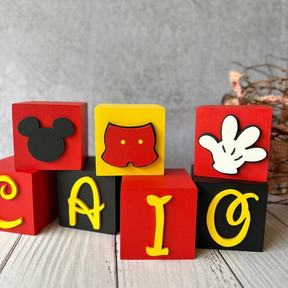 Disney Cubos 6x6cm - Decoração de Festa Infantil e Bebê