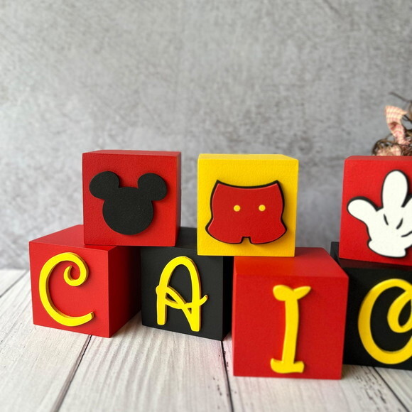 Disney Cubos 6x6cm - Decoração de Festa Infantil e Bebê