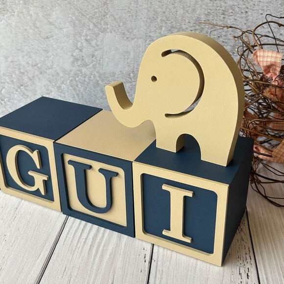 Elefante + Cubos 8x8cm Ts - Decoração Bebê