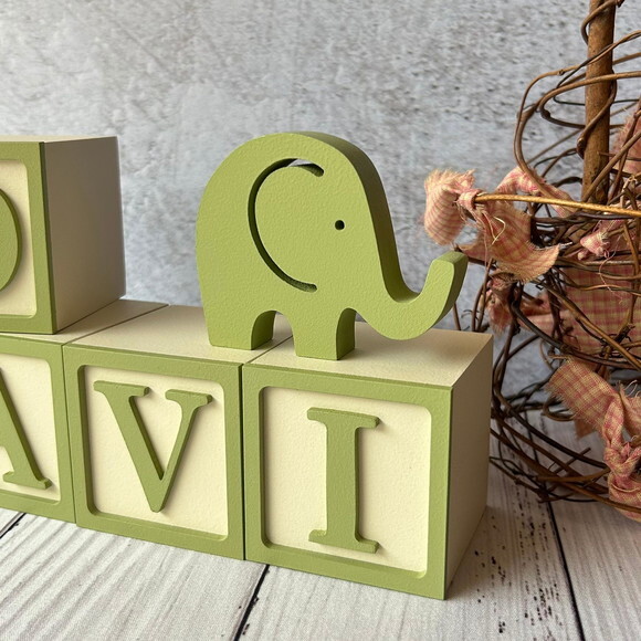 Elefante + Cubos 6x6cm Ts - Decoração Bebê