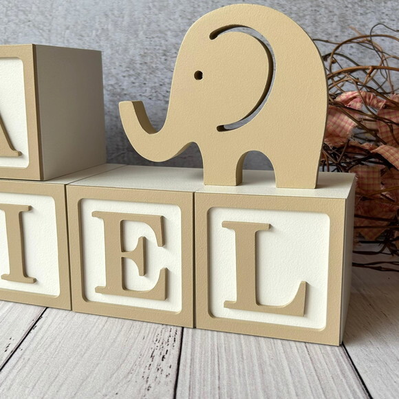 Elefante + Cubos 8x8cm Ts - Decoração Bebê