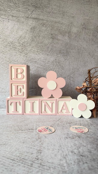 Flores + Cubos 6x6cm Candy Ts Decoração Bebê Pastéis