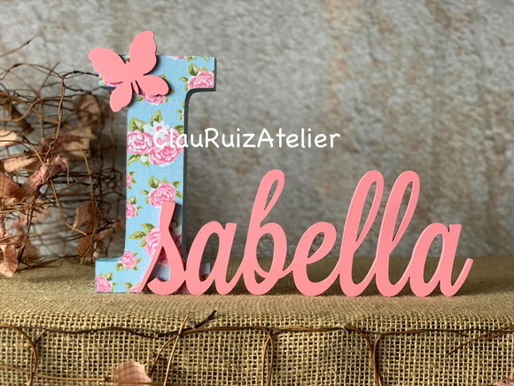 Nome em MDF Personalizado com Tecido para Quarto de Bebê - Letra