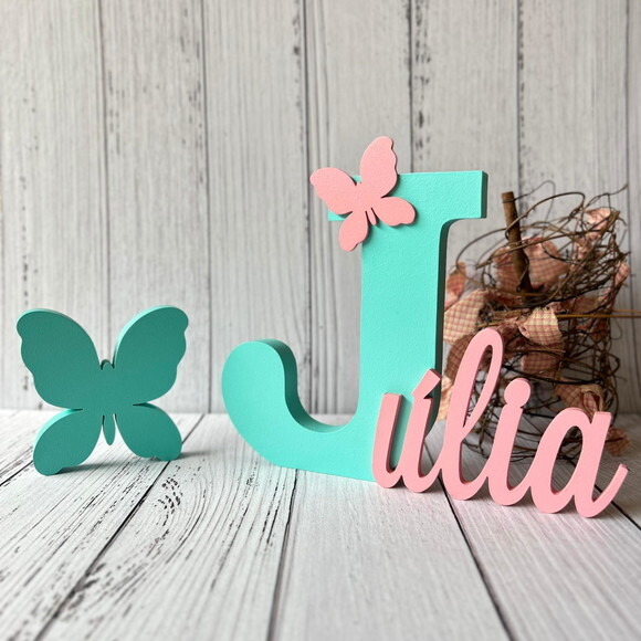 Jardim Encantado -decoração Bebê Nome em mdf + Borboleta