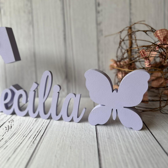 Jardim Encantado -decoração Bebê Nome em mdf + Borboleta