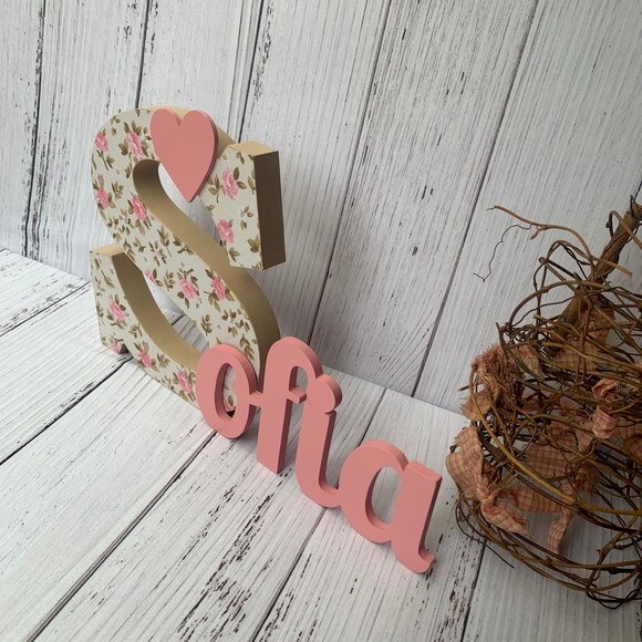 Jardim Encantado -decoração Bebê Nome em mdf com Estampa