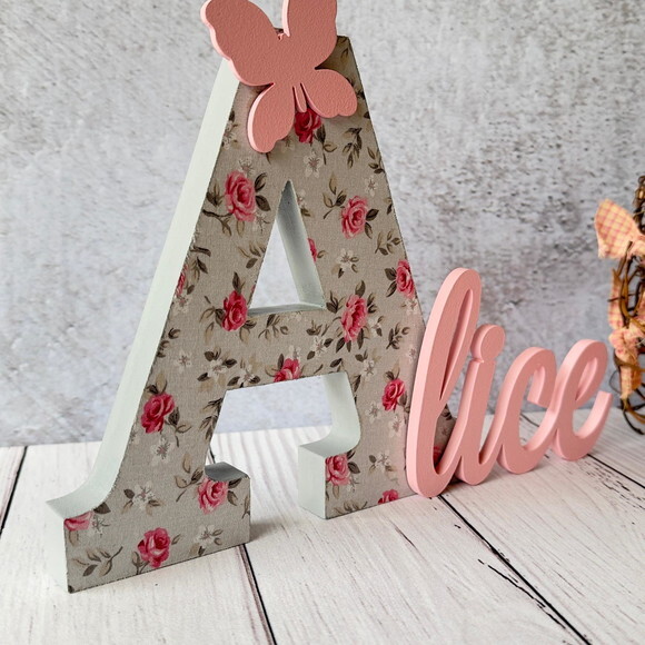 Nome em MDF Personalizado com Tecido para Quarto de Bebê - Letra