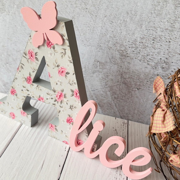 Nome em MDF Personalizado com Tecido para Quarto de Bebê - Letra
