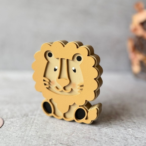 Leão Decorativo em mdf - Quarto de Bebê - Safari