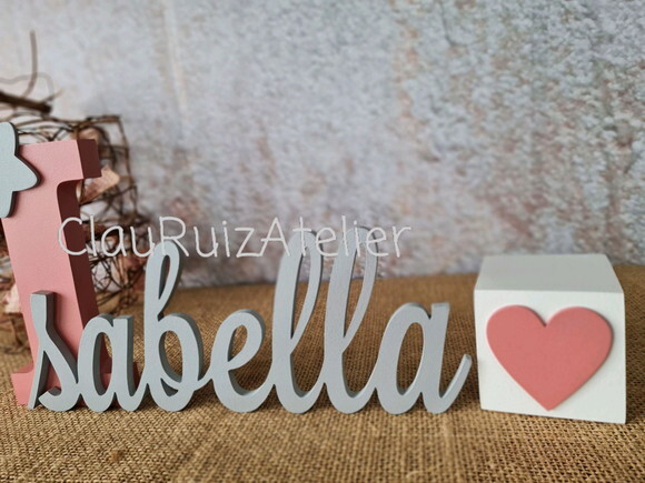Letras de MDF -Nomes 15CM + CUBO