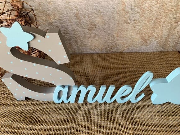 Letras De Mdf -nomes 18cm + Estrela
