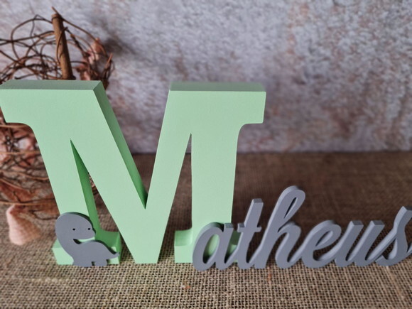 Letras de mdf -nomes 18cm Dinossauro