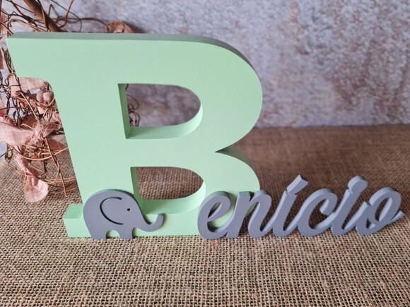 Letras de MDF -Nomes 18CM ELEFANTE