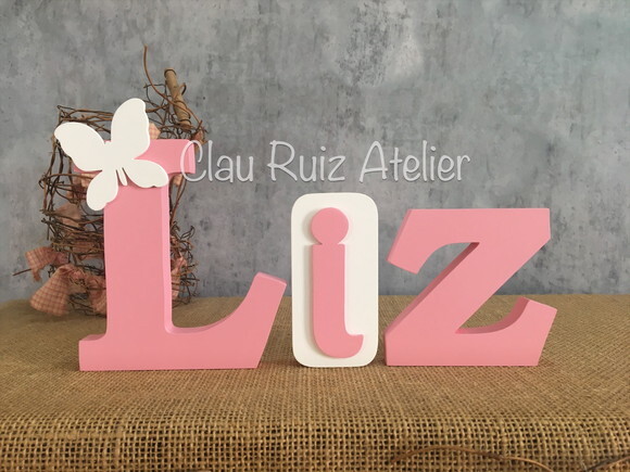 Letras de mdf -nomes Blocos Borboleta