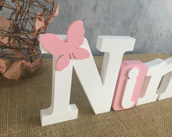 Letras de mdf -nomes Blocos Borboleta