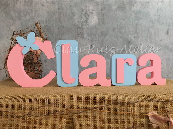 Letras de MDF -Nomes Blocos Borboleta