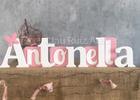 Letras de MDF -Nomes Blocos Borboleta