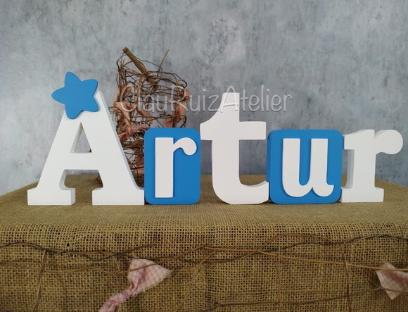 Letras de mdf -nomes Blocos Estrela