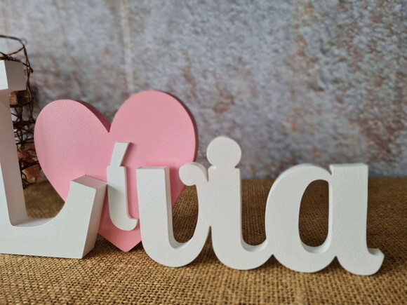 Letras de mdf -nomes Coração