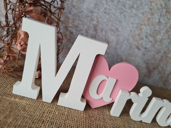 Letras de MDF -Nomes Coração