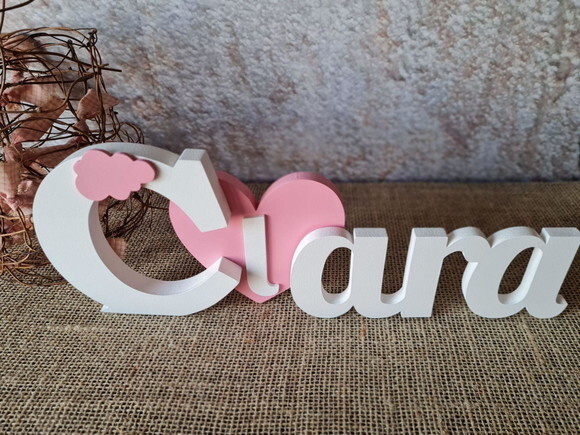 Letras de mdf -nomes Coração com Nuvem