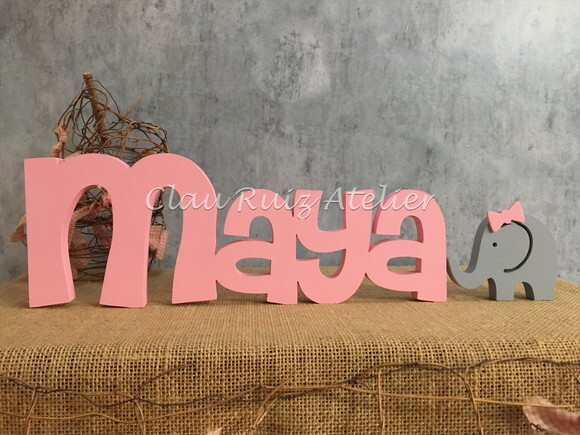 Letras de MDF -Nomes Linha CH + Elefantinha