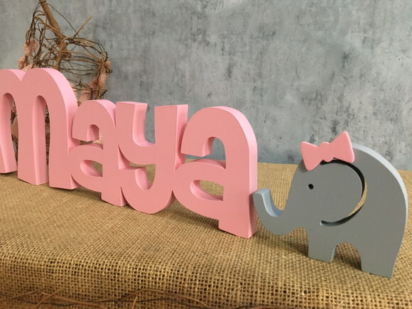 Letras de MDF -Nomes Linha CH + Elefantinha
