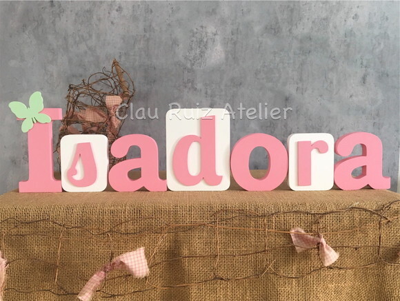 Letras de mdf em Bloco com Borboleta