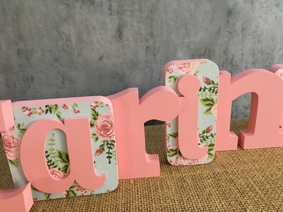 LETRAS DE MDF em Blocos Com Borboleta
