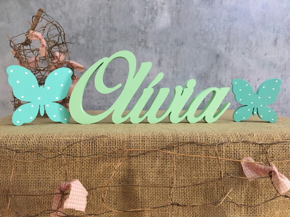 Letras Decorativas - Nome em mdf + Borboletas